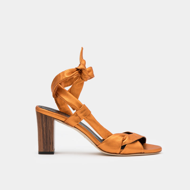 RAVELLO Ankle Tie Sandal | Copper Metallic Nappa – SCLARANDIS